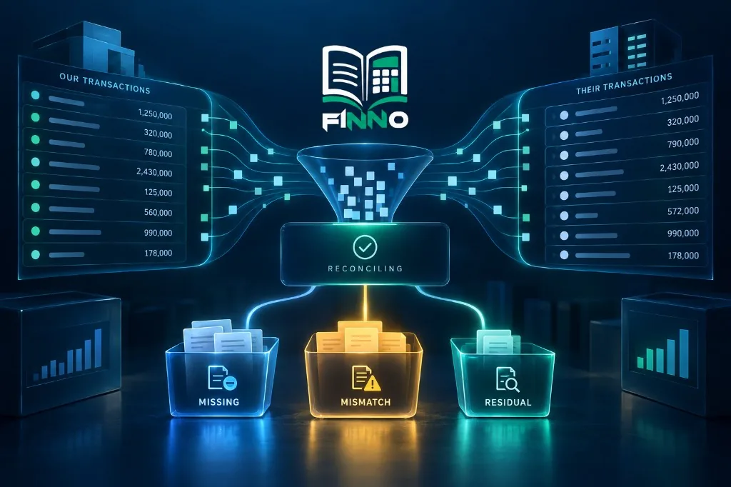 Finno billing disputes — two record sets compared line by line until every unit of difference lands in a named bucket.